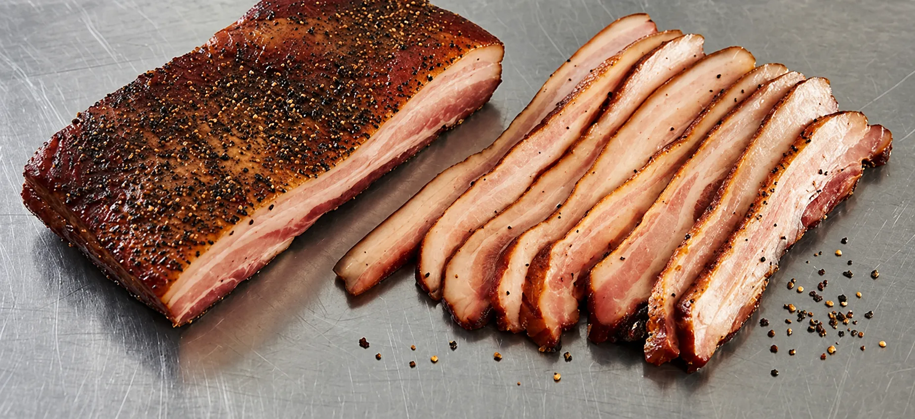 House-cured and smoked bacon, hand-cut at Springfield Meats Winnipeg